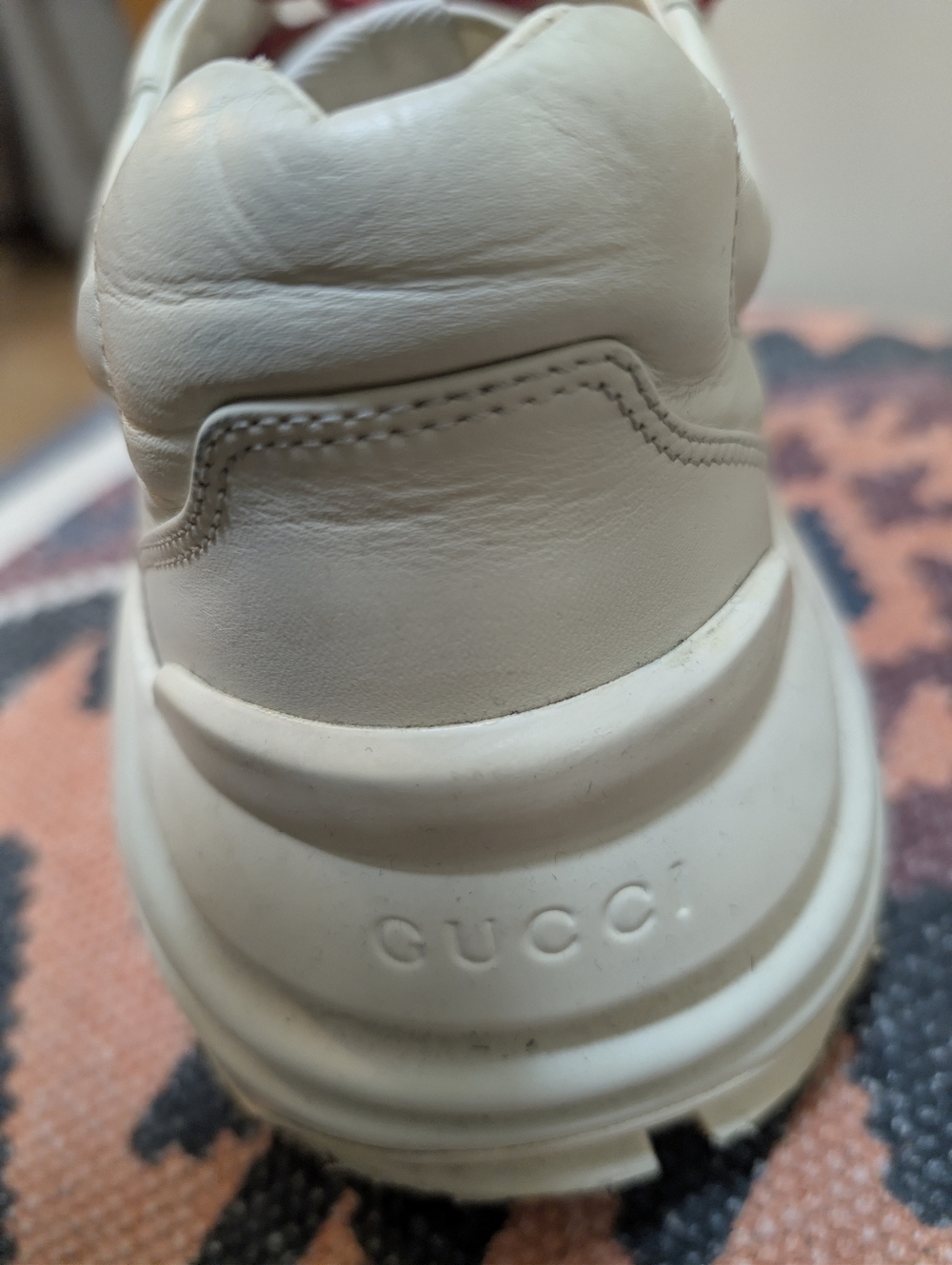 Gucci White Leather Sneakers with Red Logo and Laces Size US 9, Gucci 8 - Picture 8 of 11